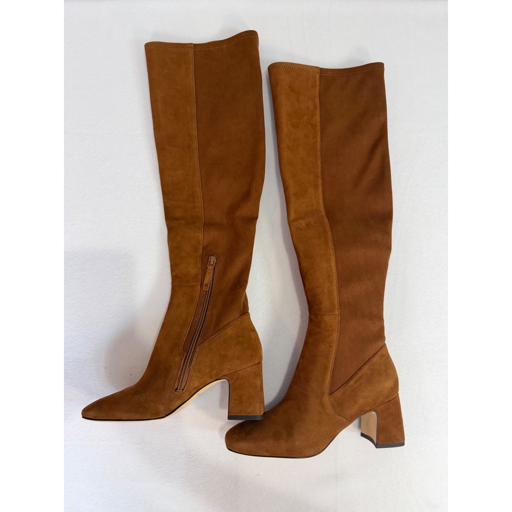 Cole Haan Georgette  Boot Womens 6 Brown Tobacco Suede Block Heel Tall Classic